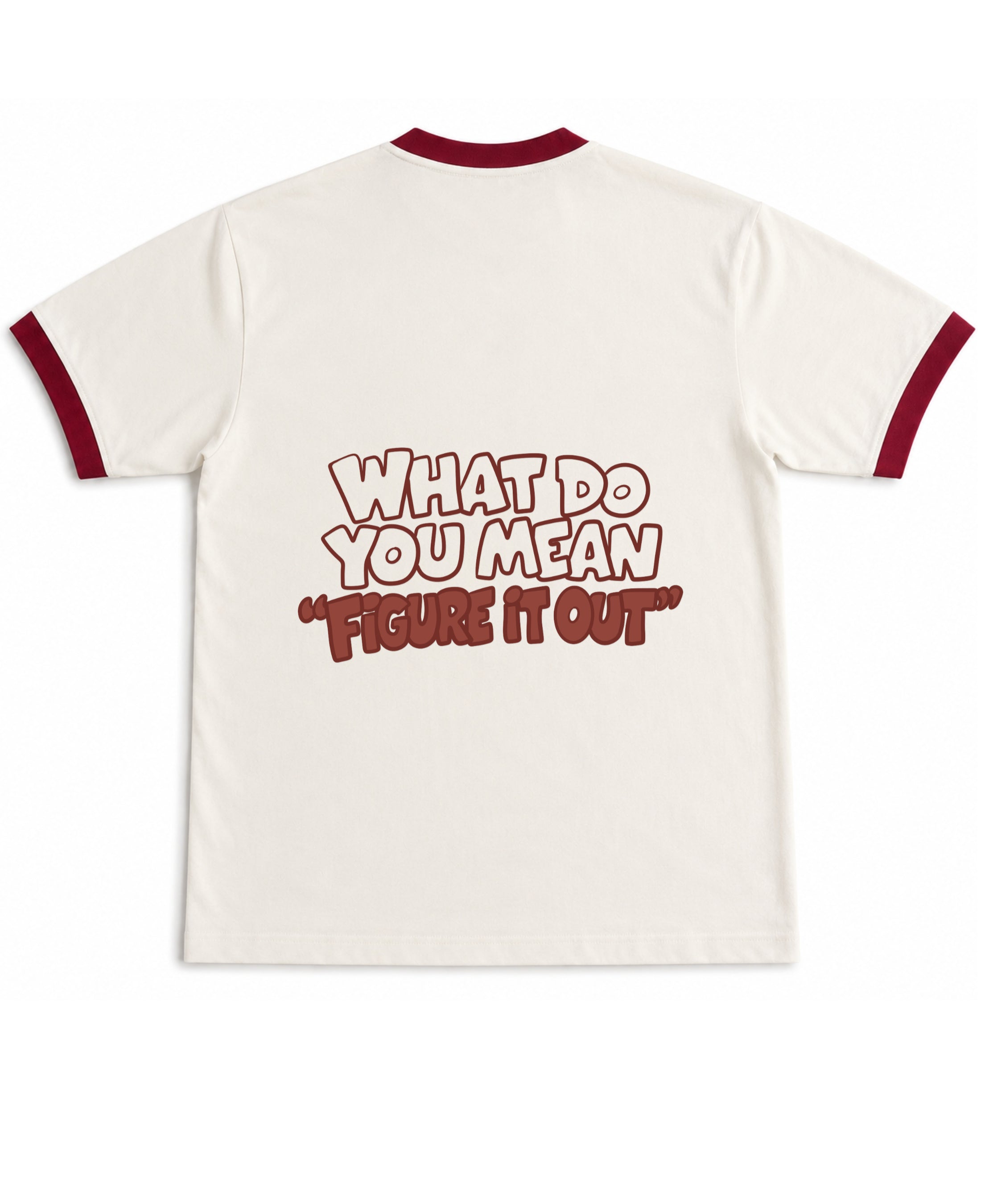 Off White & Maroon Ringer tee Back Design