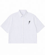 Blue Striped Oxford Boxy Shirt Front Design