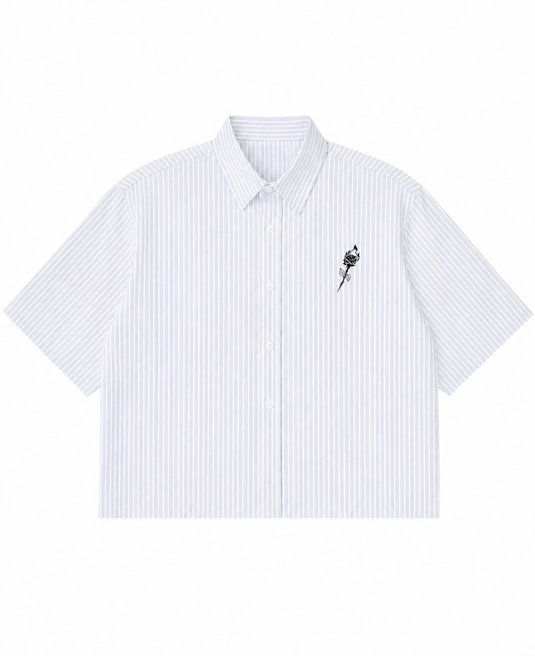 Blue Striped Oxford Boxy Shirt Front Design