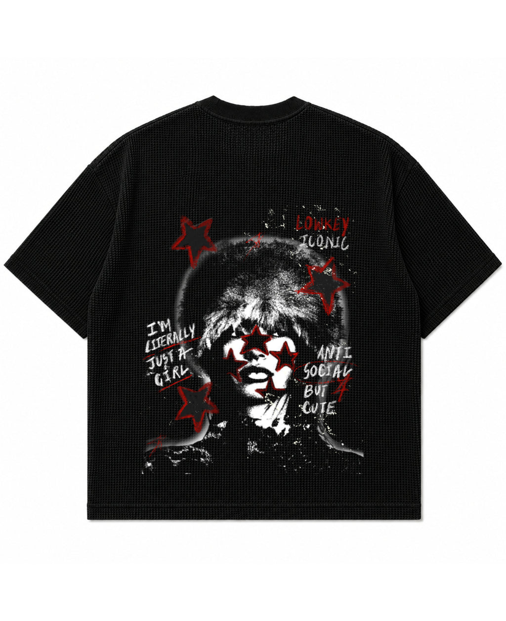 Black waffle boxy fit Back Design