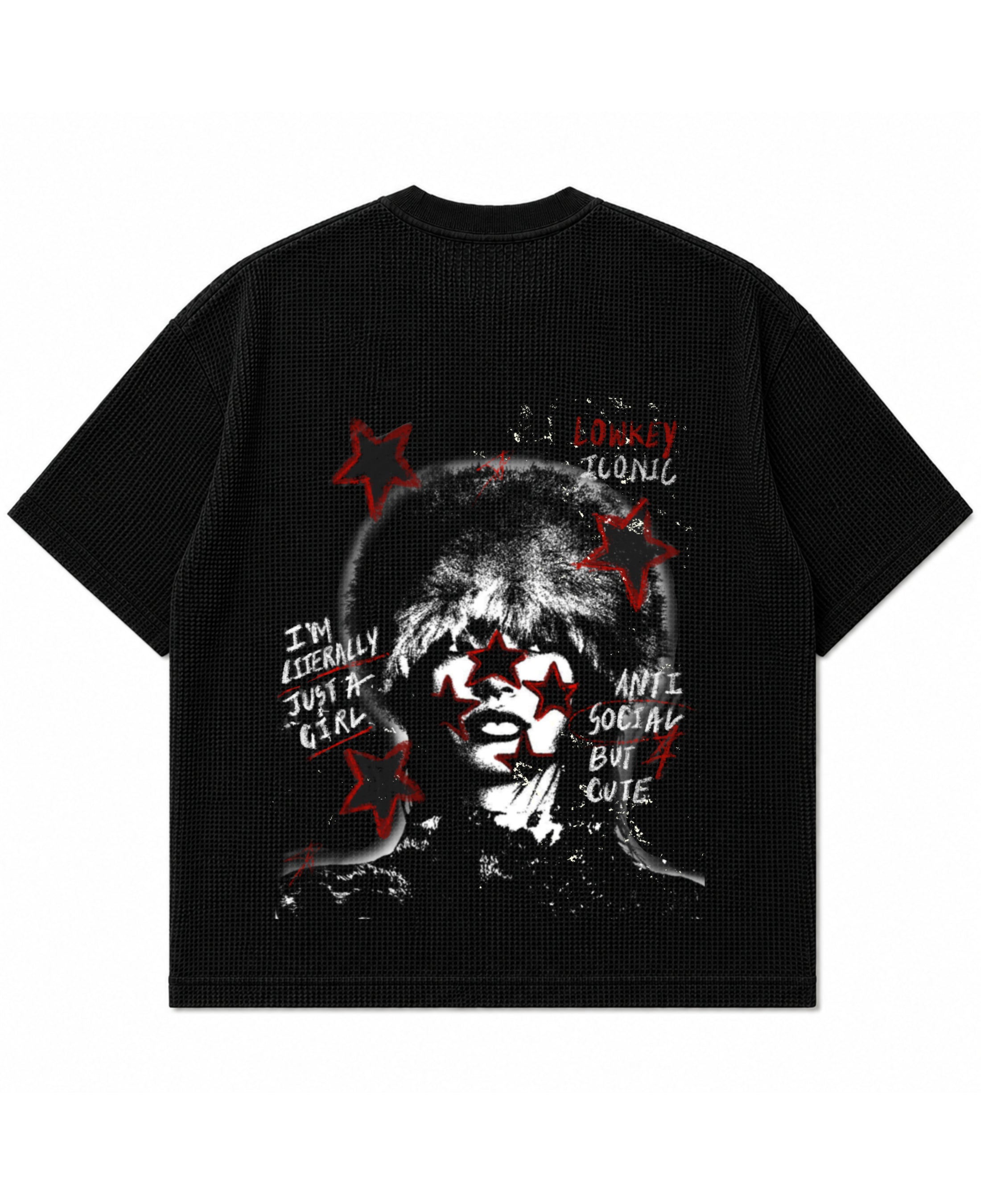 Black waffle boxy fit Back Design