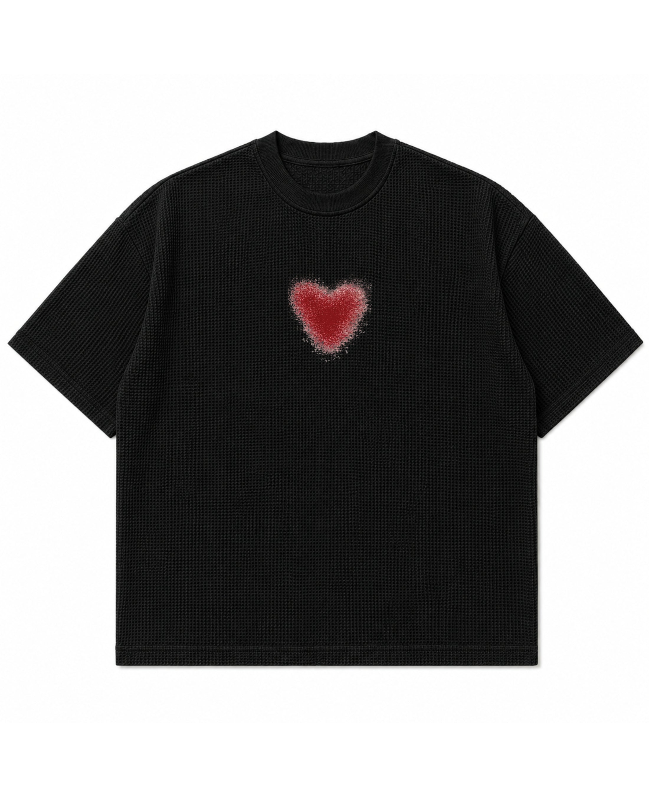 Black waffle boxy fit Front Design