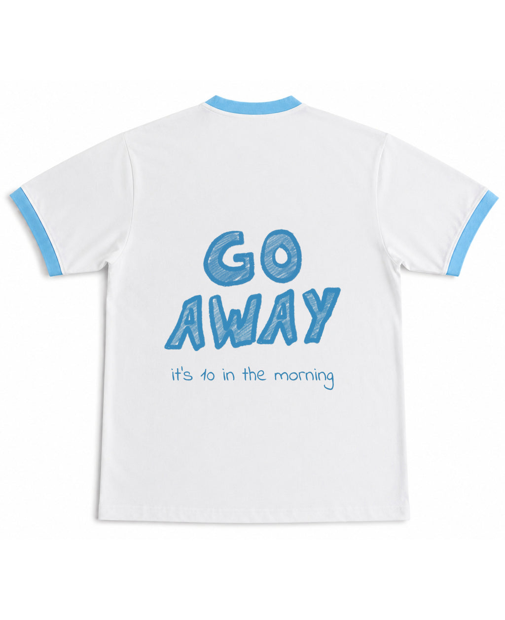 White & Sky Blue Ringer tee Back Design