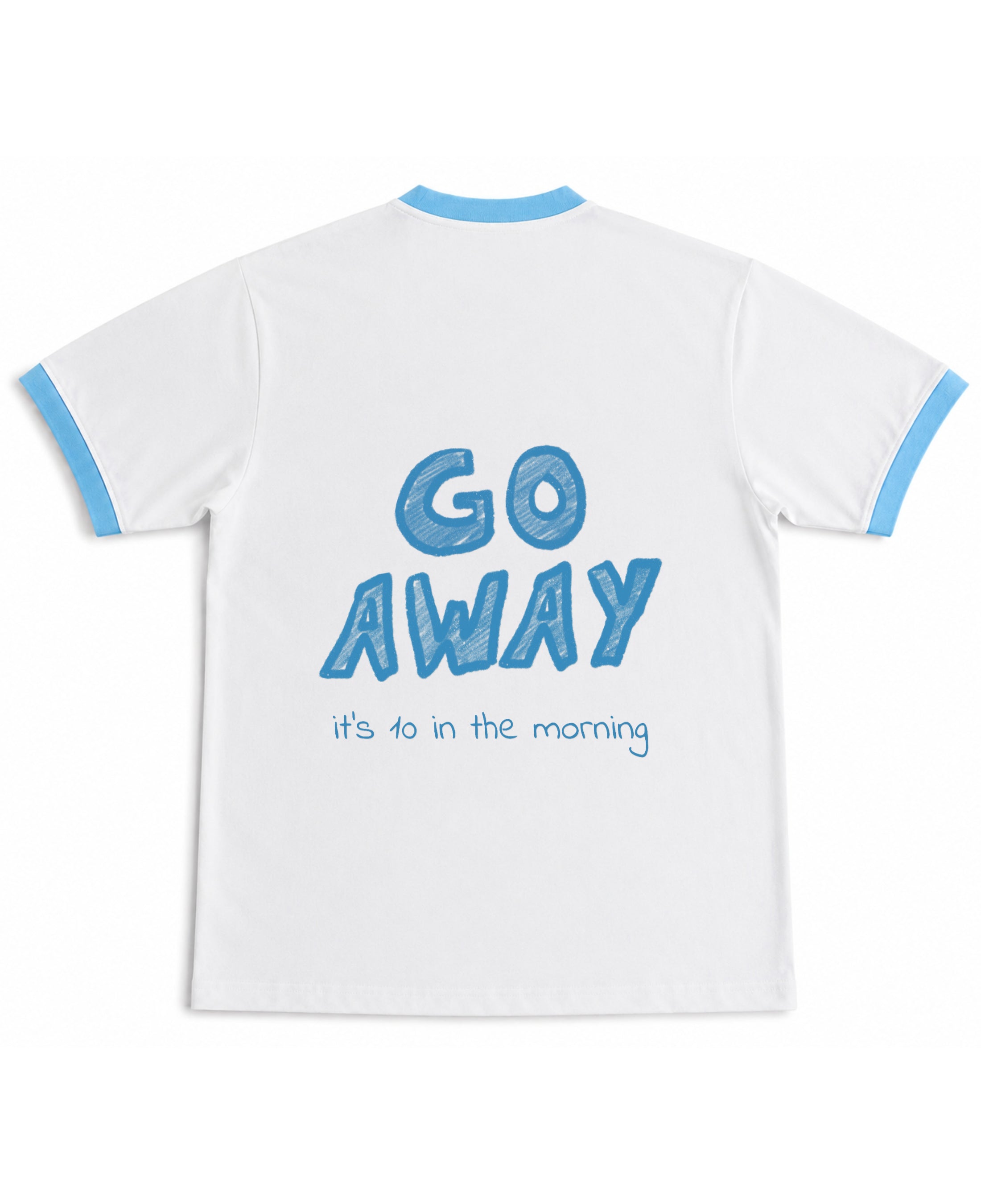 White & Sky Blue Ringer tee Back Design