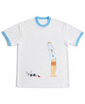 White & Sky Blue Ringer tee Front Design