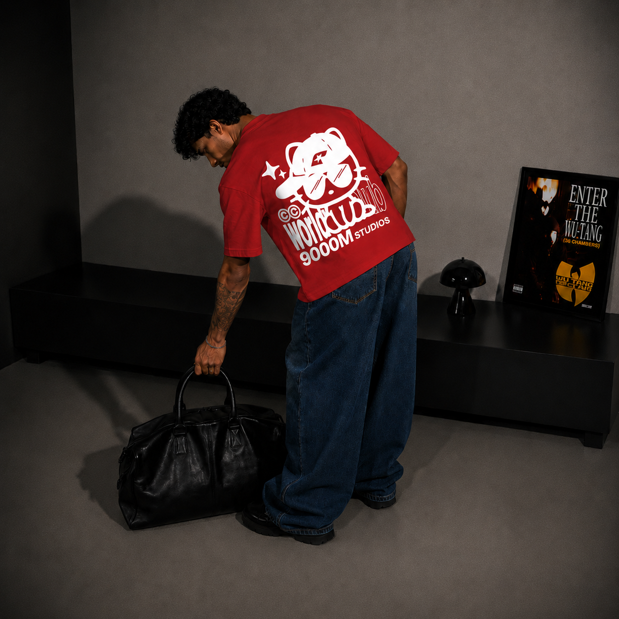 WORLDCLUB 9000 red oversized tee by 9000M – fabric detail